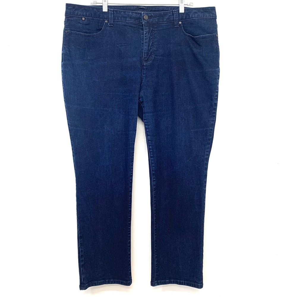 Talbots Heritage Woman Jeans 18W Dark Wash Straight Leg Denim Stretch Blue
